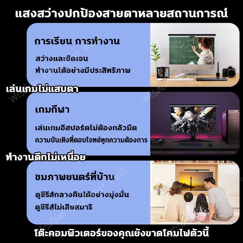 โคมไฟอ่านหนังสือแบบแขวนจอคอมพิวเตอร์ ไฟโต๊ะคอม 50cm Monitor Light Bar โคมไฟแขวนหน้าจอมอนิเตอร์ เหมาะสำหรับสำนักงานและโรง รูปที่ 5