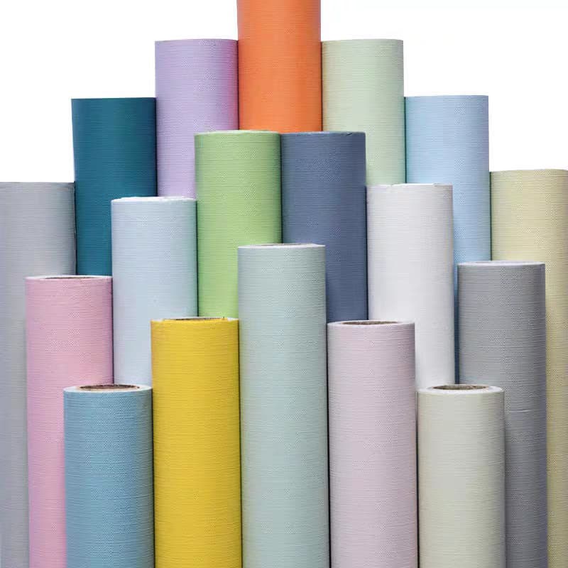 วอลเปเปอร์ติดผนัง สีพาสเทล กันน้ำ วอลเปเปอร์สีพื้น มีกาวในตัว 60×300cmสติ๊กเกอร์ตกแต่งห้อง Wallpaper pvc รูปที่ 9