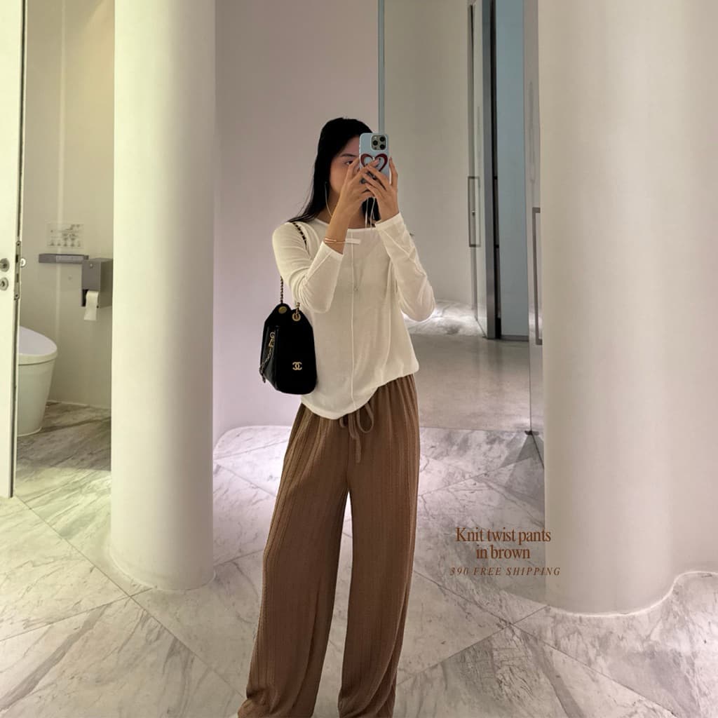 knit twist กางเกงผ้าทอลายเปีย กางเกงผ้าถัก รูปที่ 3