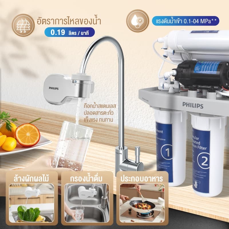 Philipswater AUT9500 / AUT9510 เครื่องกรองน้ำดื่มใต้อ่างล้างจาน กรองแบบ 5 ขั้นตอน ระบบการกรอง RO Reverse Osmosis รูปที่ 8
