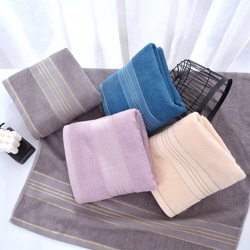 ผ้าขนหนูผ้าฝ้าย ผ้าเช็ดผม ดูดซับน้ำดี ขนไม่หลุด ผ้าเช็ดหน้า Cotton 100% ขนาด73X33ซม. แห้งไว รูปที่ 7