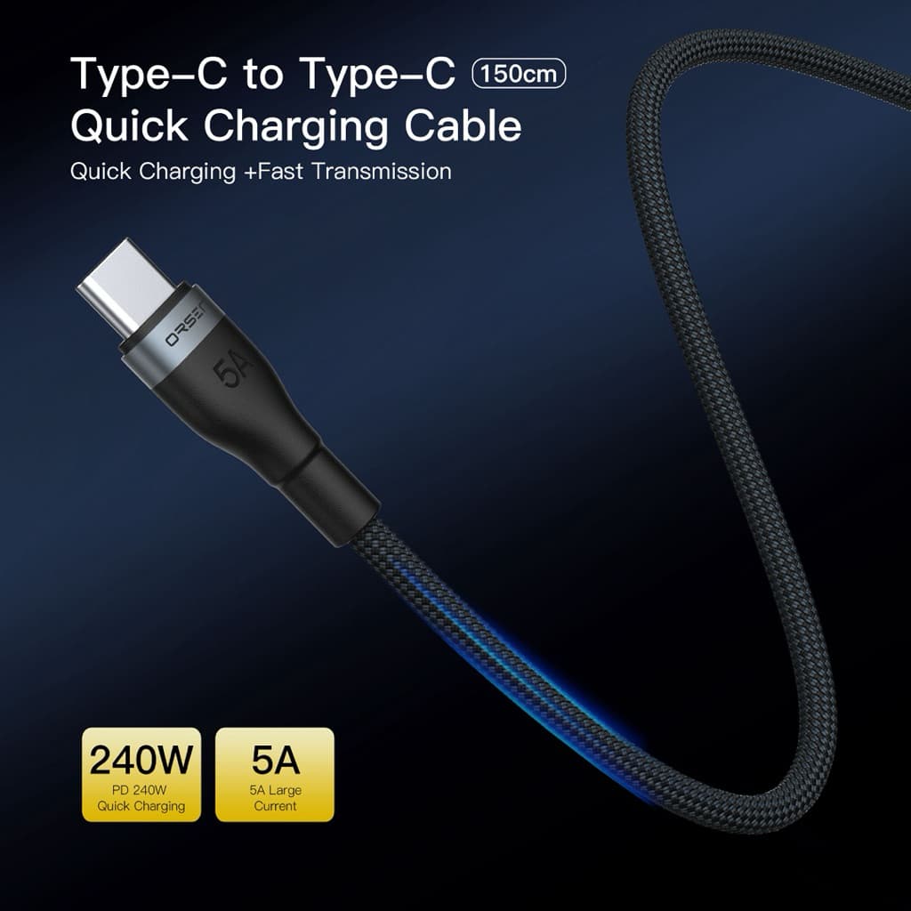 Orsen by eloop S6 สายชาร์จเร็ว USB Type-C to Type-C ยาว 1.5 ม. รองรับ QC4.0 PD 240W สายชาร์จ รูปที่ 2