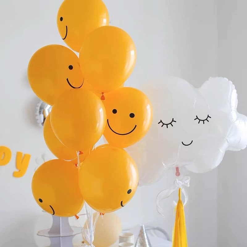 .ลูกโป่งยาง รูปหน้ายิ้มน่ารัก ลูกโป่งวันเกิด ลูกโป่งตกแต่ง Balloon HBD อุปกรณ์ปาร์ตี้ ลูกโป่งยาง