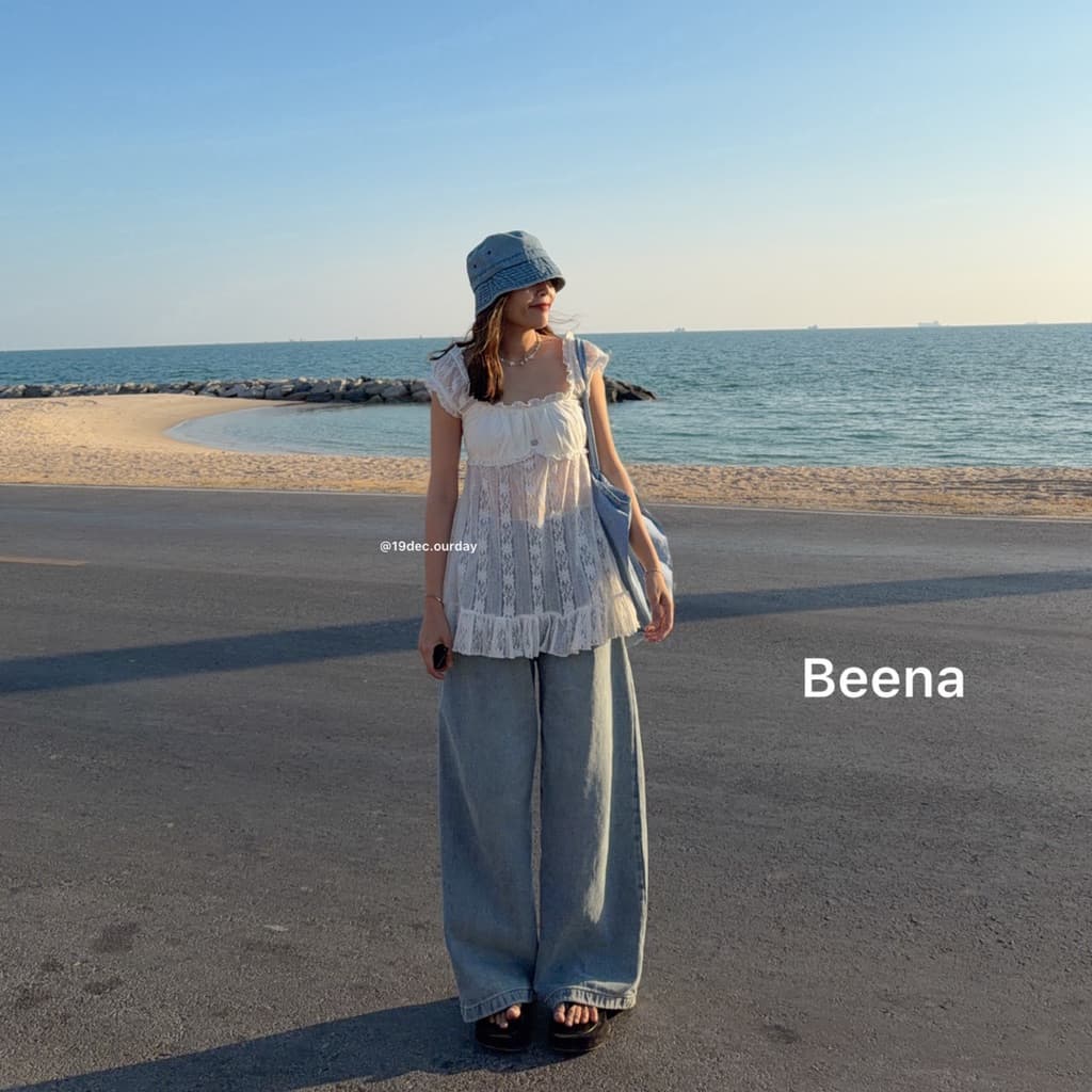 เสื้อลูกไม้ซีทรู สายเดี่ยวลูกไม้ รูปที่ 1