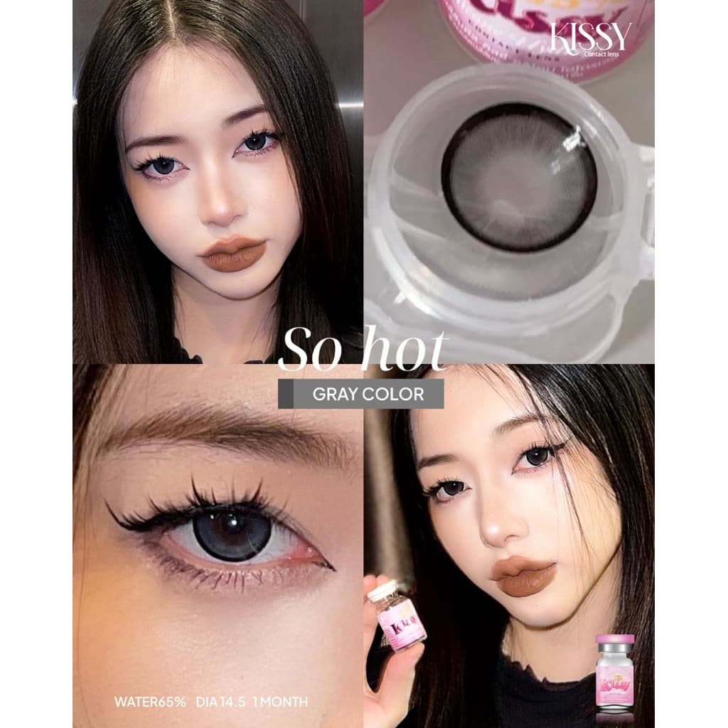 So hot gray black brown gray kissylens คอนเเทคเลนส์ค่าอมน้ำสูง Bigeye บิ๊กอาย คอนแทคเลนส์มีเลขจดแจ้งถูกต้อง รูปที่ 1