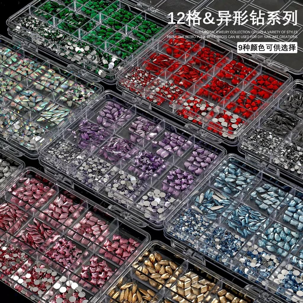 เพชรก้นแบน สำหรับแต่งเล็บ 1กล่องมี12ช่อง รูปที่ 3