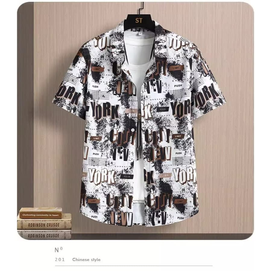 เสื้อเชิ้ตฮาวายสุภาพบุรุษเทศกาลดอกไม้ลายดอกไม้เสื้อสไตล์ฮาวาย รูปที่ 3