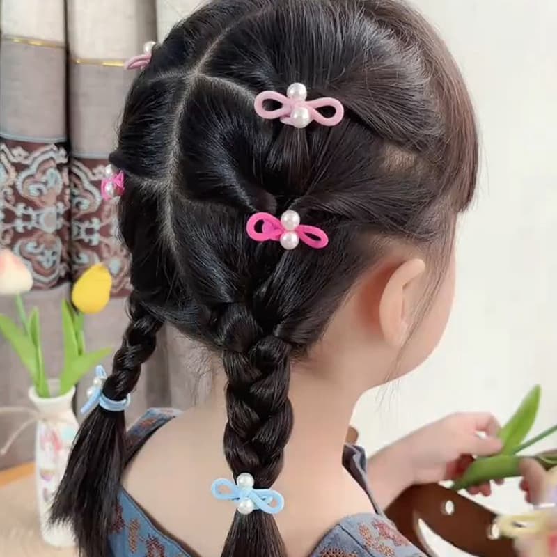 ยางรัดผมโบว์ประดับมุก ยืดหยุ่นสูง เหมาะสำหรับรวบผมหางม้าสูง แพ็ค 10 ชิ้น สำหรับยางรัดผมสุดน่ารักของสาวน้อย รูปที่ 9