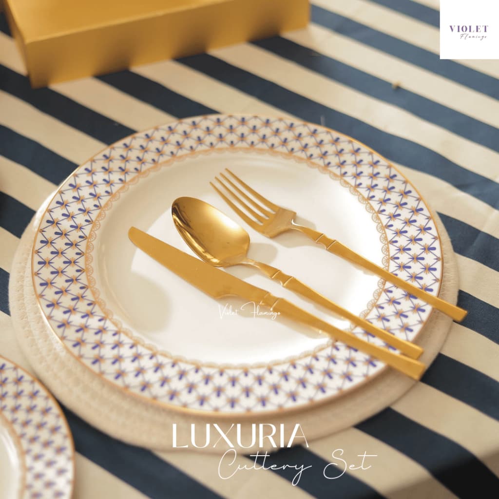Violet Flamingo ชุดช้อนส้อมมีดและช้อนขนม 4 ชิ้น รุ่น Luxuria Cutlery Set วัสดุสแตนเลส สวยหรู น้ำหนักเบา ใช้ง่าย รูปที่ 3