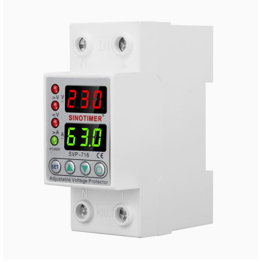SINOTIMER ป้องกันไฟตก ซิโนไทเมอร์ AC ไฟเกิน ไฟกระชาก กันไฟตก ปรับตั้งค่าแรงดัน Over Voltage and Under 40A 63A SVP716 รูปที่ 6