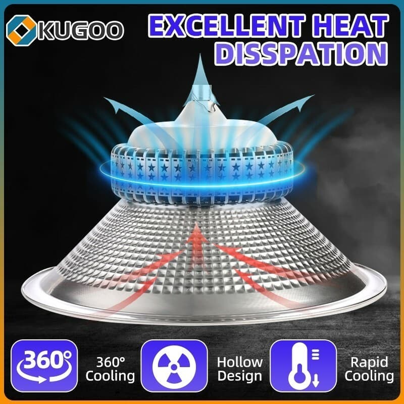 KUGOO โคมไฟไฮเบย์ LED High Bay Light โรงงาน ลานจอดรถ ในบริษัท สนามกีฬาและพื้นกลางแจ โกดัง ติดเพดาน รูปที่ 3