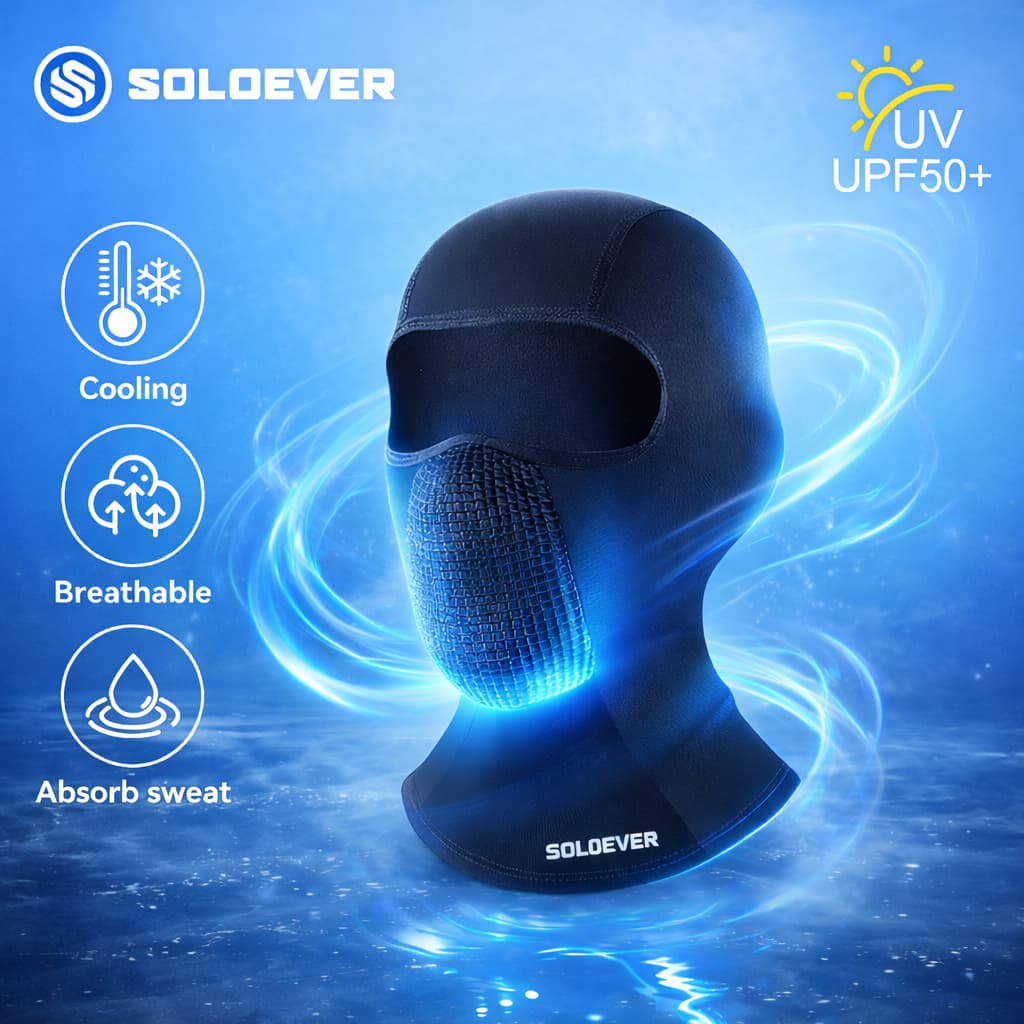 SOLOEVER Balaclava Face Mask สําหรับขี่รถจักรยานยนต์และขี่จักรยาน Biker Mask PM2.5โม่งระบายอากาศ กันฝุ่น กันรังสีuv รูปที่ 1