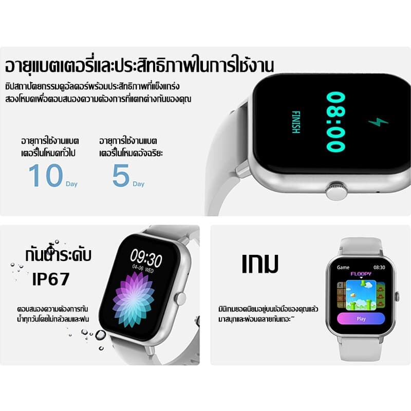 Goodi Smart Watch Pro นาฬิกาสมาร์ทวอทช์ จอแสดงผล รับและโทรออก การวัดออกซิเจนในเลือด สําหรับ os & Androd รูปที่ 6
