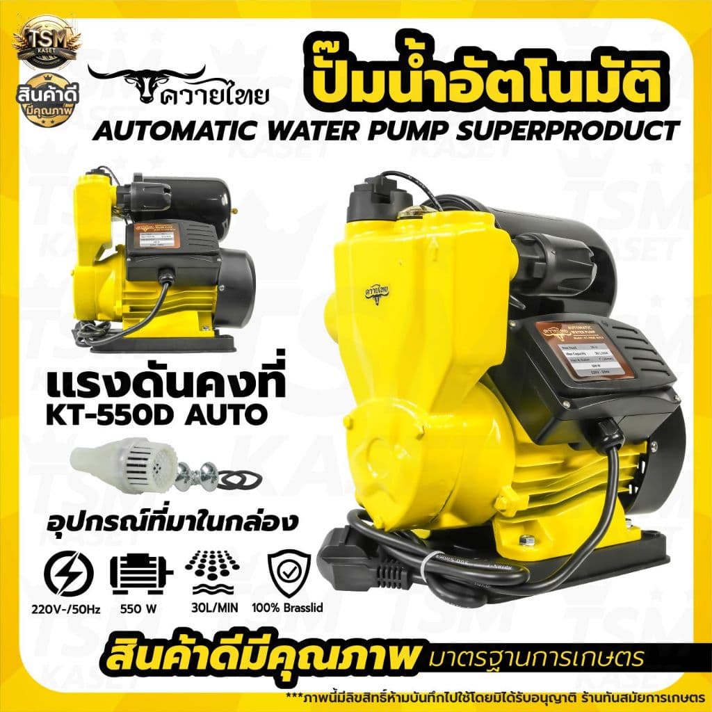ปั้มน้ำ ปั้มน้ำอัตโนมัติ ปั๊มน้ำ 300วัตต์-750วัตต์ ขนาด1นิ้ว รุ่นควายไทย สินค้าคุณภาพดี รูปที่ 4