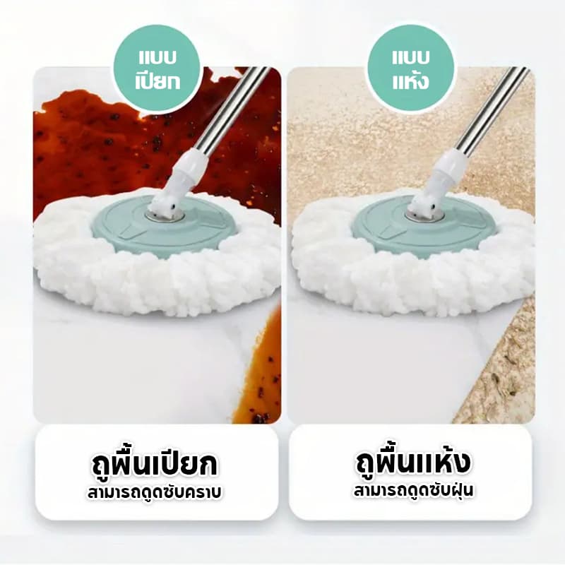 ไม้ม็อบถูพื้น ผ้าไมโครไฟเบอร์ดูดซับน้ำและสิ่งสกปรกได้ดีเยี่ยม อลูมิเนียมอัลลอย หนา แข็งแรง รูปที่ 7