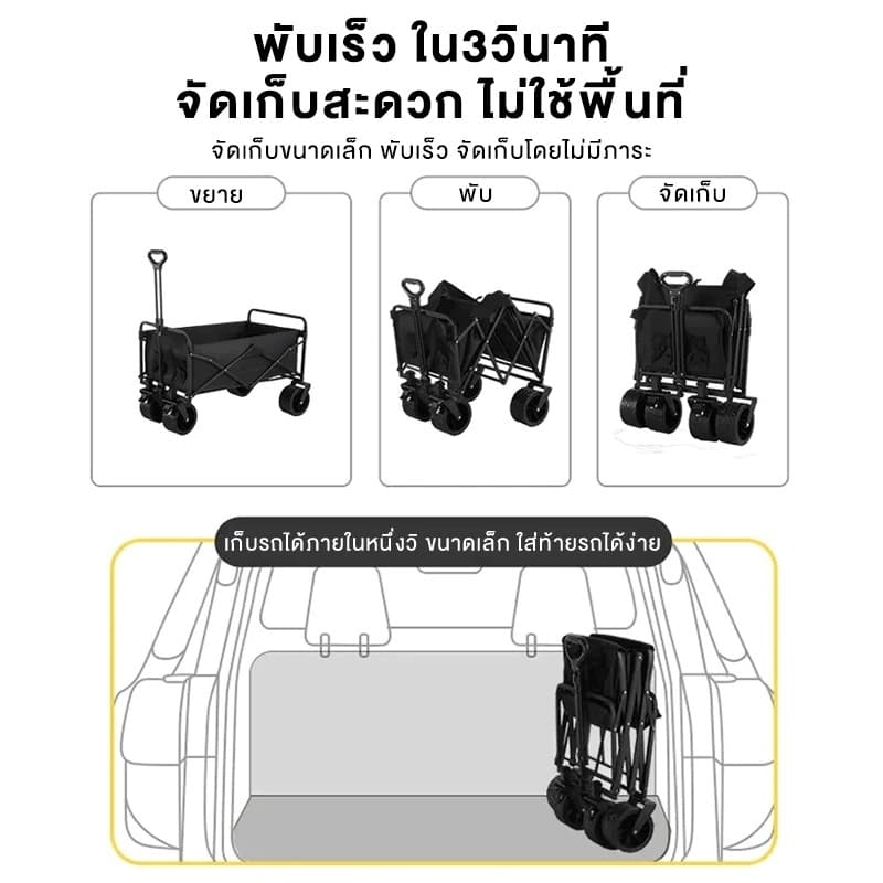 รถเข็นแคมป์ปิ้ง รถลาก ปิคนิค รถเข็นมือ แคมป์ปิ้ง รถเก็บของ ล้อใหญ่ รับน้ําหนักได้300KG รูปที่ 8