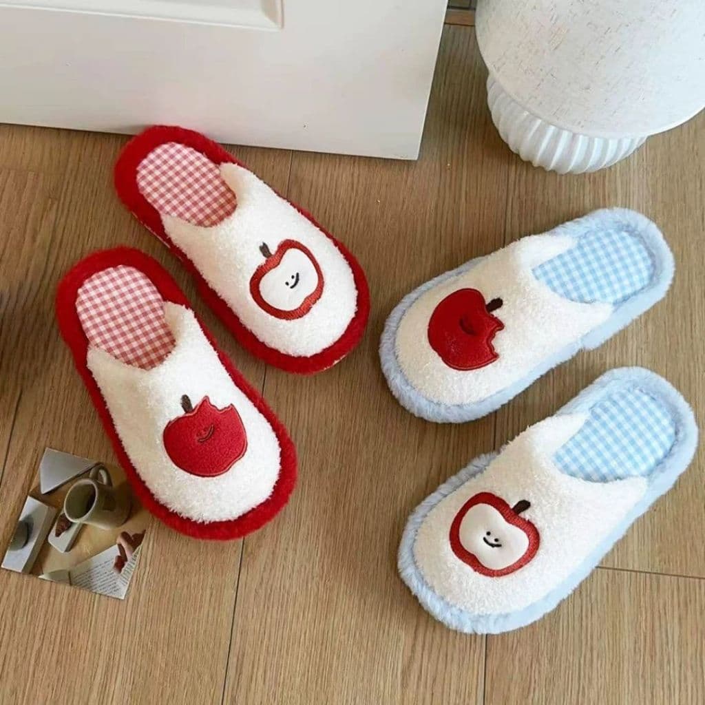 SHO-APPLEรองเท้าสลิปเปอร์ slipper ลายแอปเปิ้ล รองเท้าใส่ในบ้าน พื้นนิ่มมาก รองเท้าสไตล์เกาหลี รองเท้าสวม รูปที่ 8