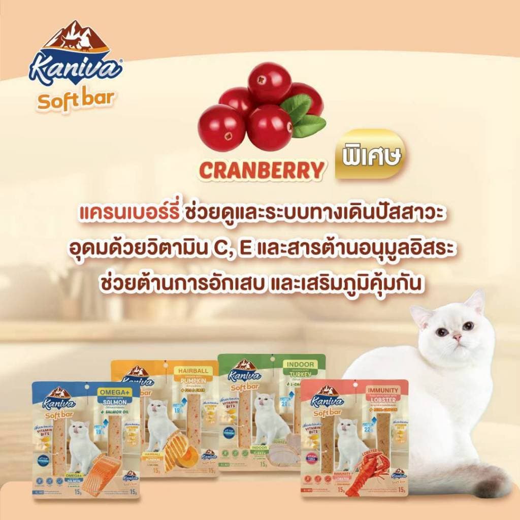 Kaniva Soft Bar คานิว่า ขนมแมวแบบแท่ง เคี้ยวง่าย เนื้อเน้นๆ ชิ้นเต็มคํา! โปรตีนสูง 2x15g. รูปที่ 3