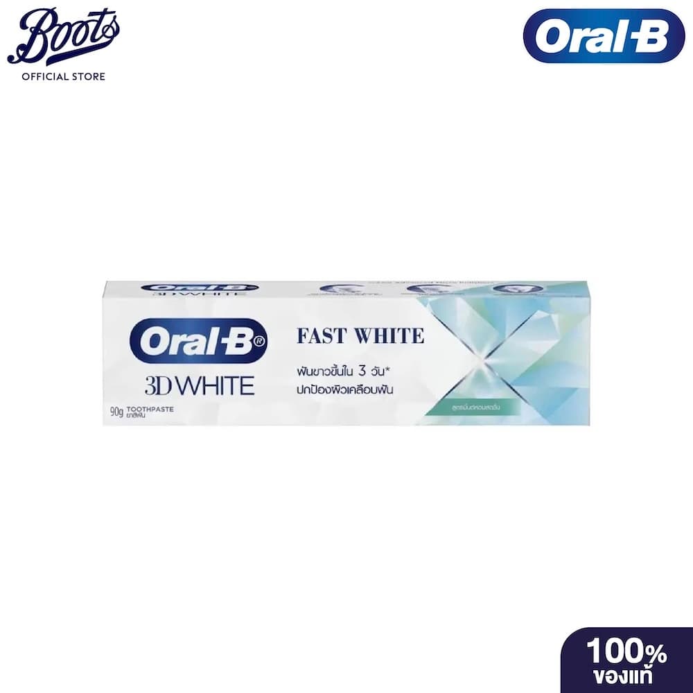 Oral-B ออรัล-บี ยาสีฟัน ทรีดีไวท์ ฟาสไวท์ คูลลิ่งมิ้นท์ 90ก. รูปที่ 1