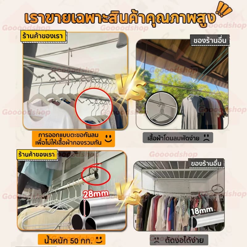 ราวตากผ้า ราวแขวนผ้าเช็ดตัว ราวแขวนผ้ายืดได้ ปรับยืดความยาวได้ ไม่ต้องเจาะผนัง ราวแขวนผ้า ราวผ้าม่าน ราวตากผ้ รูปที่ 2
