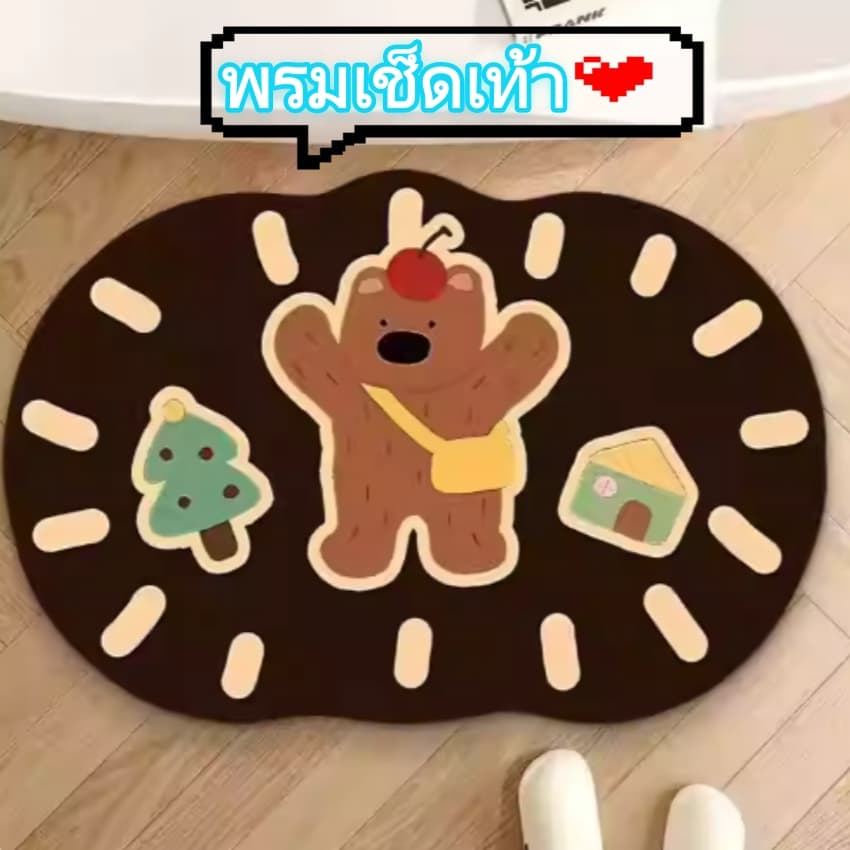พรมเช็ดเท้าลายการ์ตูน ผ้าเช็ดเท้า พรมกันลื่น พรมห้องน้ำ แผ่นกันลื่น พรมห้องครัว กันลื่น ซึมซับน้ำดี รูปที่ 1