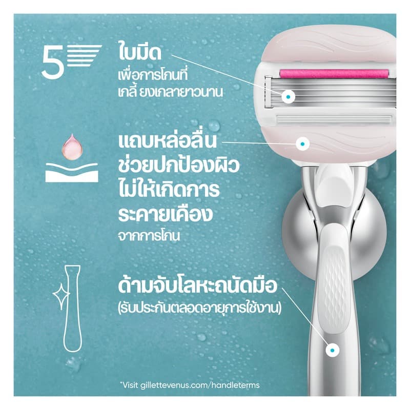 ยิลเลตต์ วีนัส ชูการ์เบอร์รี่ มีดโกน 1 ด้าม พร้อม 6 ชิ้น Gillette Venus Sugarberry Razor and 6 Blades รูปที่ 3