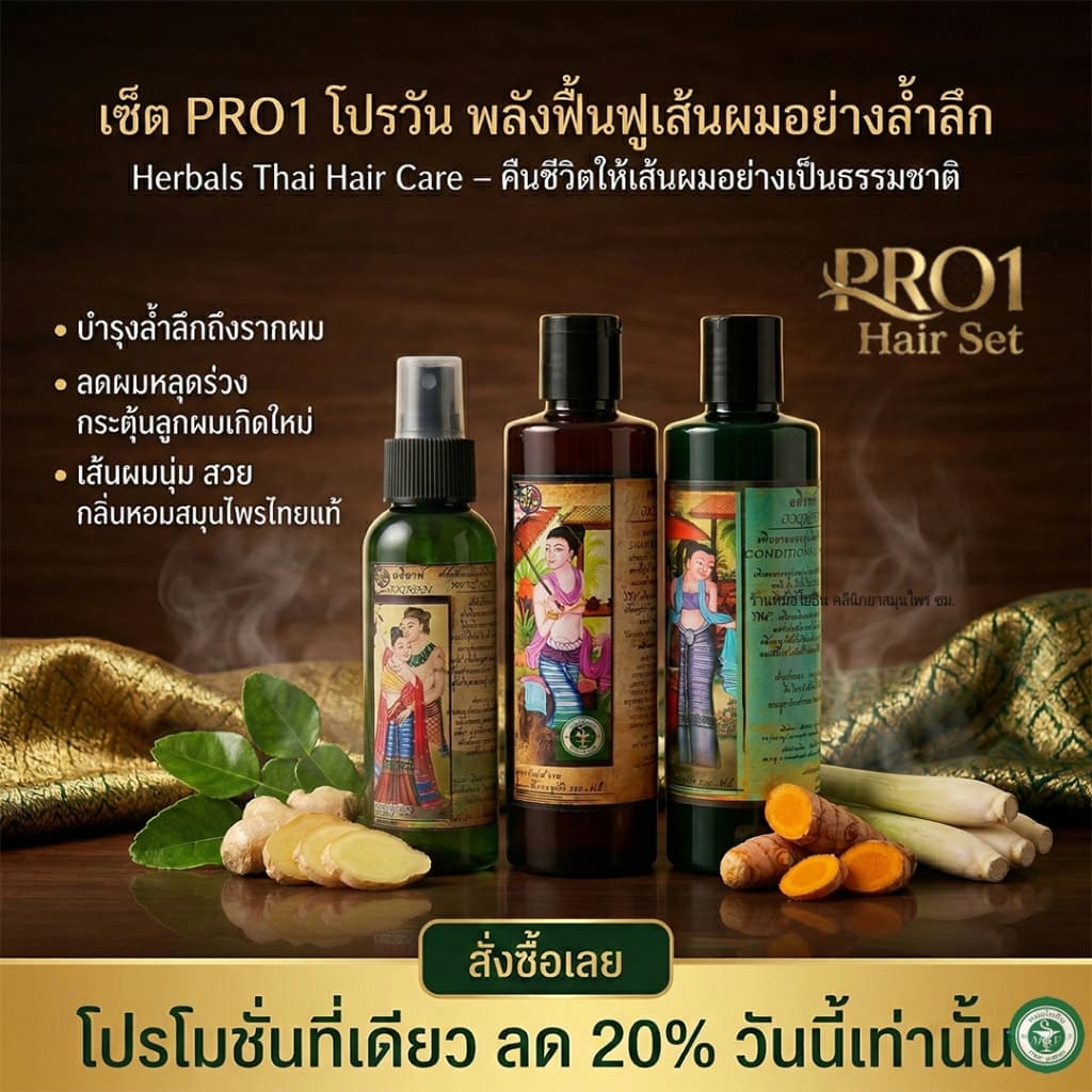 เซ็ตโปรวัน Pro1 สูตรหมออมร แชมพูสระผม ครีมนวด และสเปรย์บำรุง สมุนไพรโบราณ รหัส C1 N1 S1 รูปที่ 5