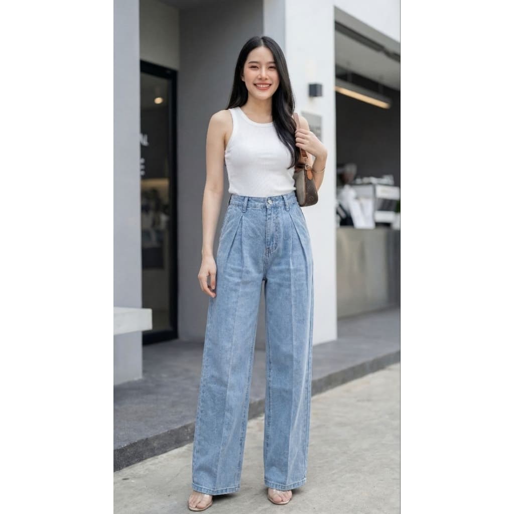 Mania Jeans กางเกงยีนส์ทางกระบอกใหญ่ baggy ผ้าไม่ยืด รูปที่ 5
