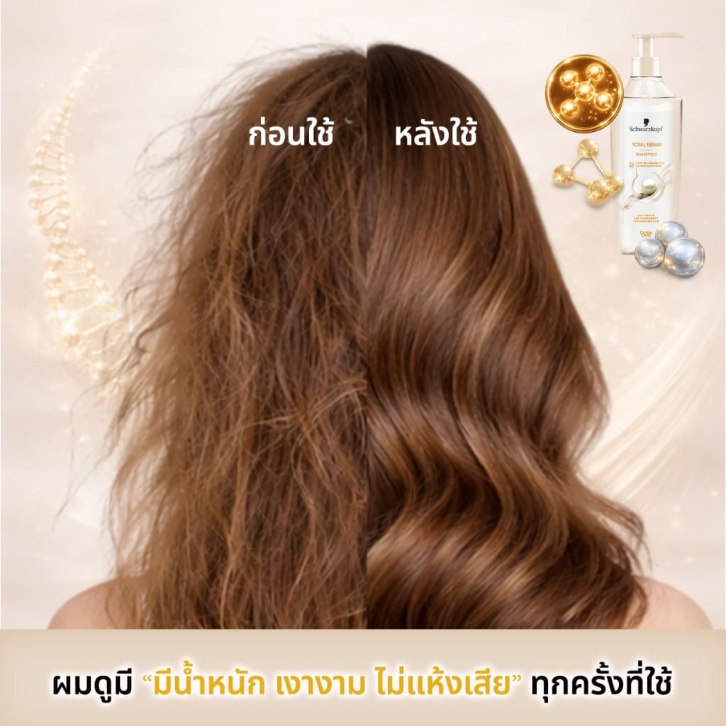 Schwarzkopf Extra Care Total Repair Conditioner 400ml เอ็กซ์ตร้า แคร์ โททัล รีแพร์ ครีมบำรุงผม 400มล รูปที่ 2