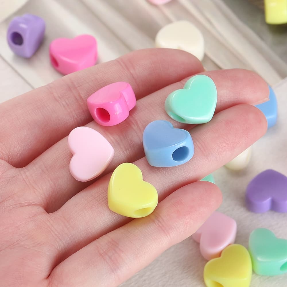 30ชิ้น ลูกปัดอะคริลิค รูปหัวใจและดาว มีรูขนาดใหญ่ ลูกปัดคั่น สีพาสเทล สำหรับทำสายคล้องมือถือ DIY อุปกรณ์ทำเครื่องประดับ รูปที่ 6