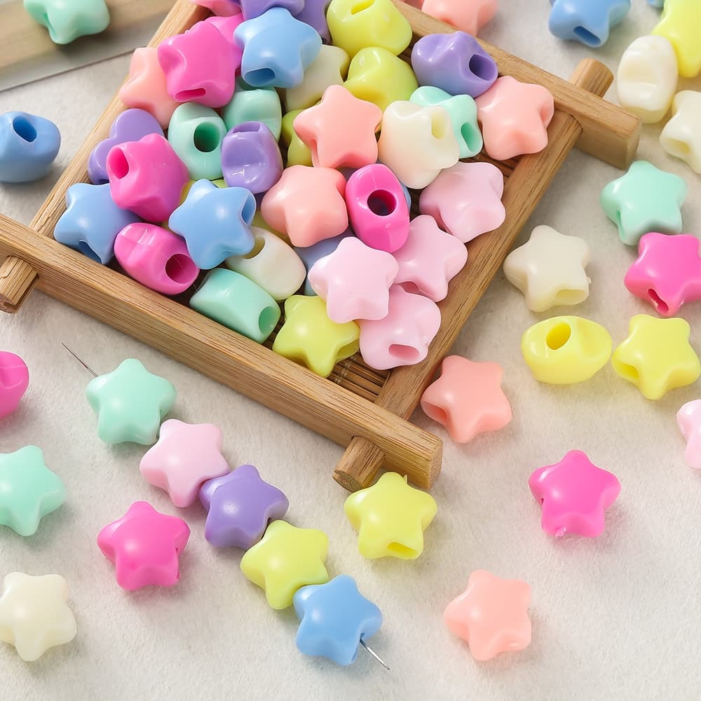 30ชิ้น ลูกปัดอะคริลิค รูปหัวใจและดาว มีรูขนาดใหญ่ ลูกปัดคั่น สีพาสเทล สำหรับทำสายคล้องมือถือ DIY อุปกรณ์ทำเครื่องประดับ รูปที่ 5