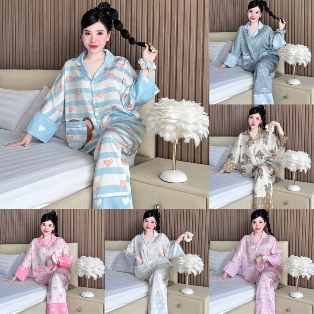 เข้าใหม่ชุดนอนฟรีไซส์ 3ชิ้น ผ้าsilk satinเกรดพรีเมี่ยม รูปที่ 1