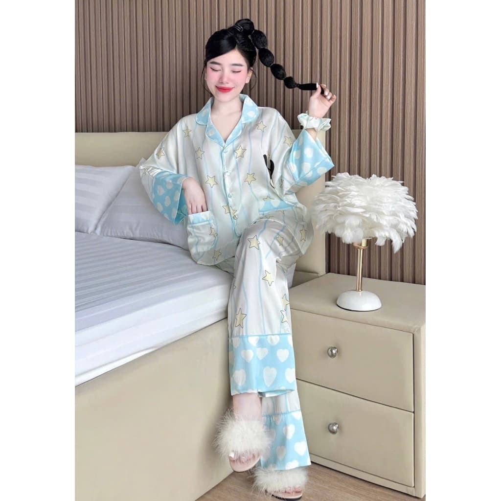เข้าใหม่ชุดนอนฟรีไซส์ 3ชิ้น ผ้าsilk satinเกรดพรีเมี่ยม รูปที่ 8