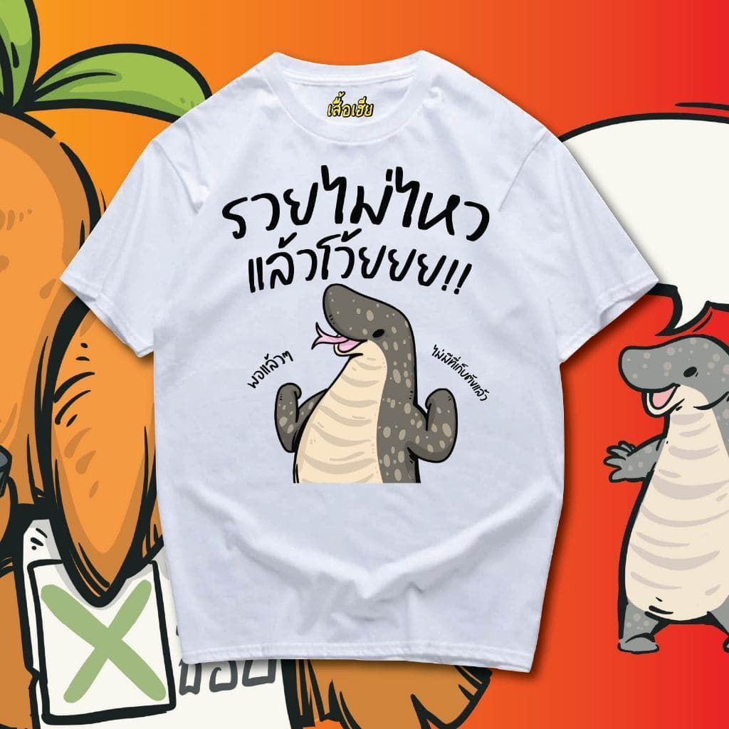 เสื้อ รวยไม่ไหว พอแล้ว ผ้า ฟอกเฟดคนละตารางไซส์ 3.14 รูปที่ 2