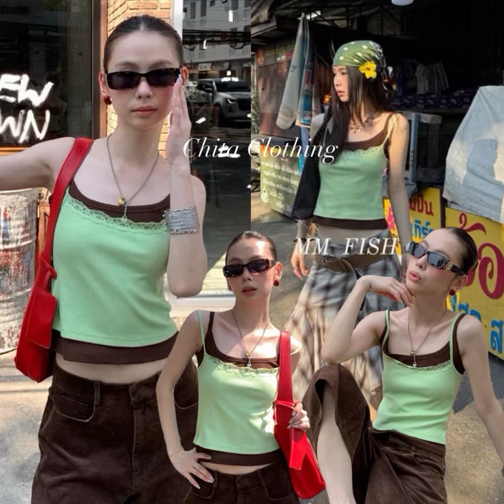 25T SU115 เสื้อสายเดี่ยวเลเยอร์สุดเก๋ ลุคสุดชิคสองเลเยอร์ Tag MM Fish รูปที่ 1