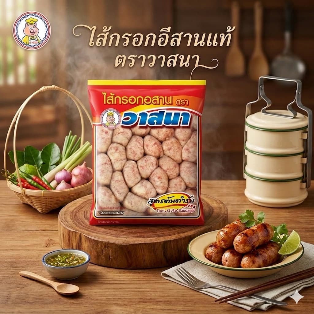 วาสนา ไส้กรอกอีสานหมู 300/400/950 กรัม ของดีเมืองปากช่อง * * ใหม่ไม่ค้างสต๊อก รูปที่ 1