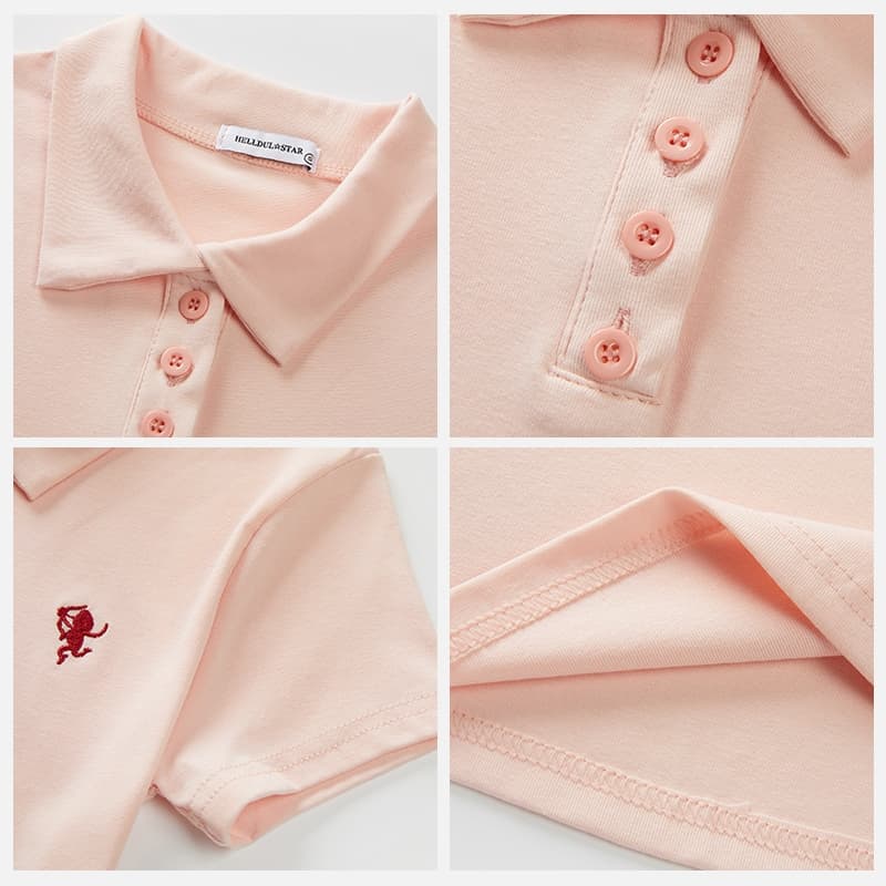HELLDUL T0010เสื้อโปโลแขนสั้นคอปกปักลายสัตว์เล็กสุดปัง เนื้อผ้านุ่มสวยสะดุด ส่งจากไทย รูปที่ 7