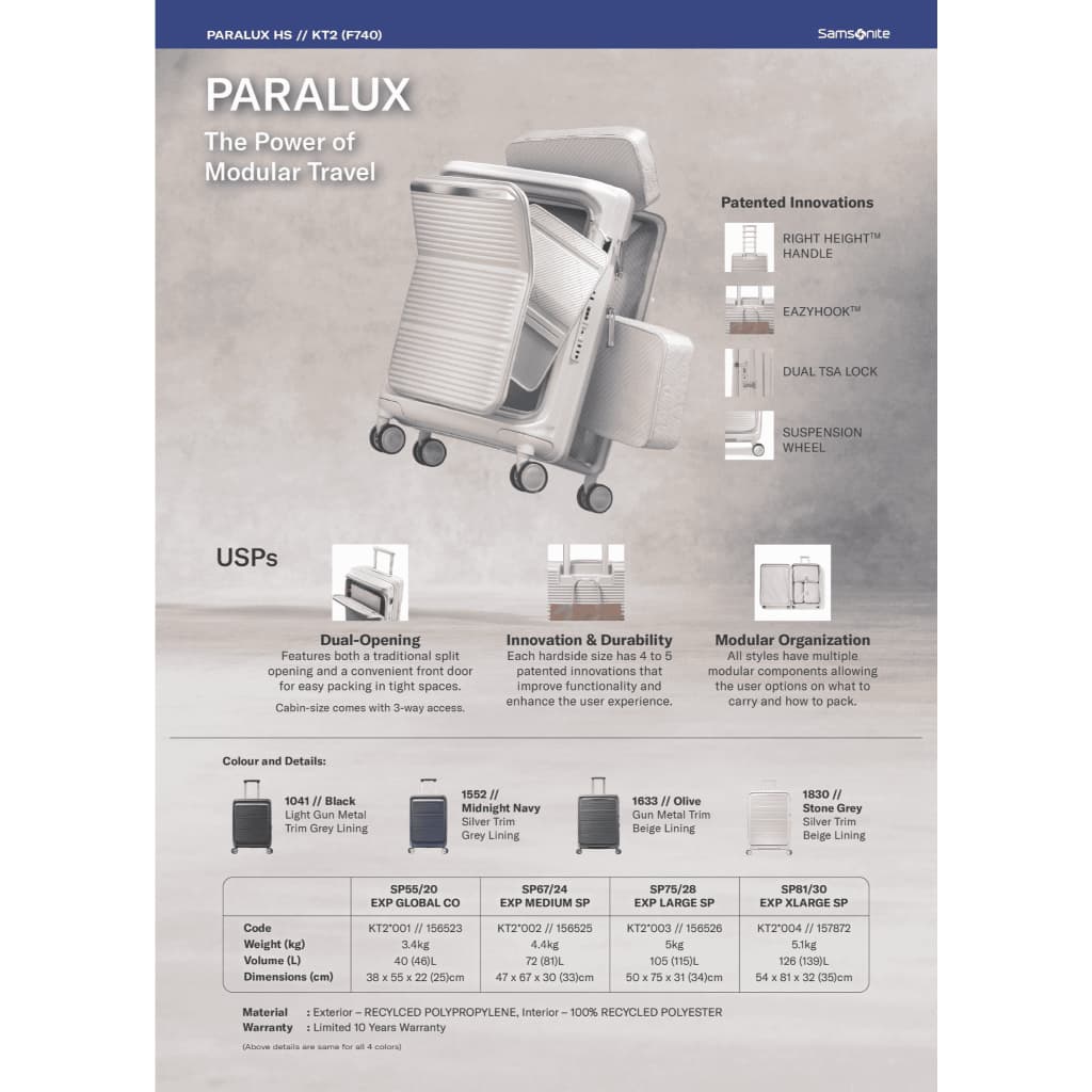 SAMSONITE กระเป๋าเดินทาง ขนาด 28 นิ้ว DUAL ACCESS รุ่น PARALUX HS 75/28 EXP รูปที่ 8