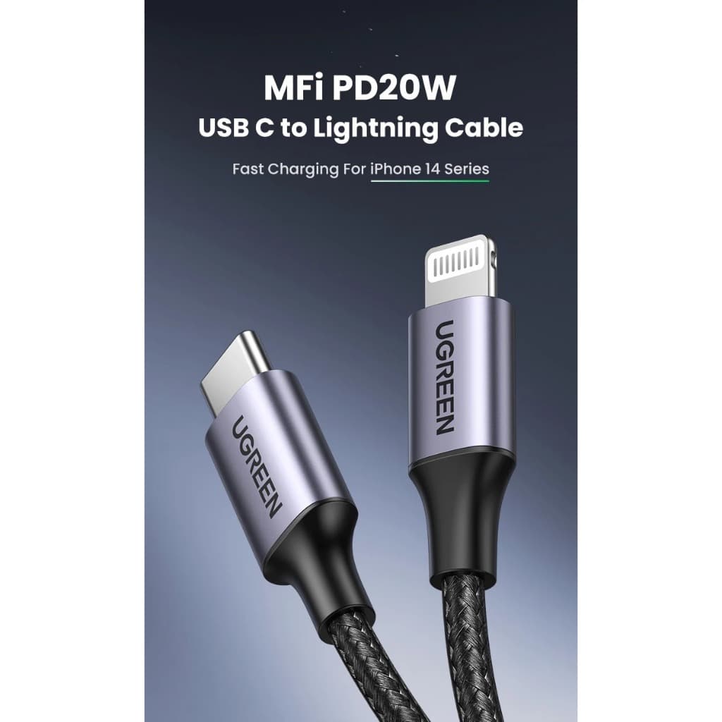 UGREEN MFiตรวจสอบสิทธิ์USB-C Fast charging cable สายชาร์จเร็วนี้ ใช้งานได้ดีiPhone14 13 12 11 8 XR MAX Type-c Data cable รูปที่ 5