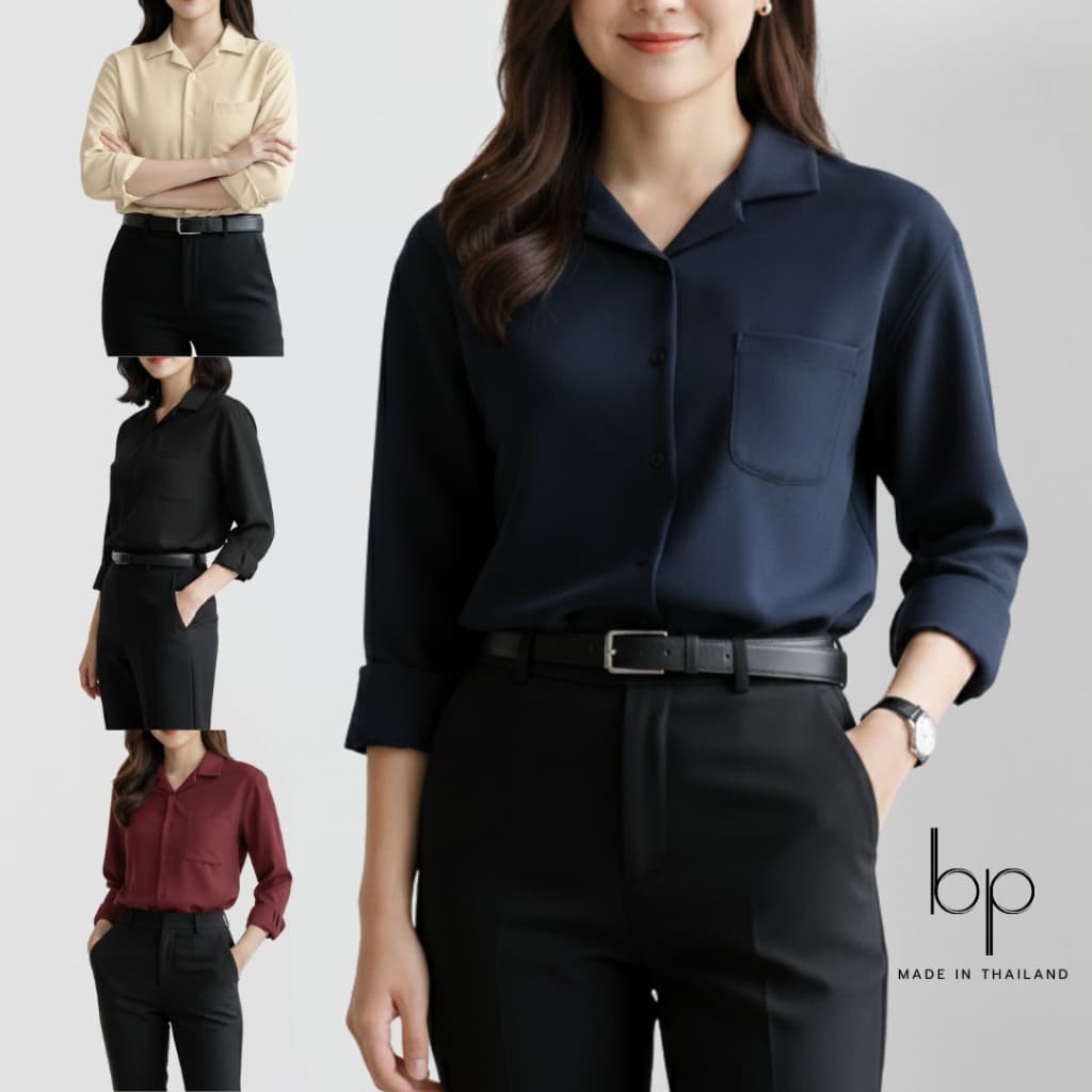 bp เสื้อเชิ้ตแขนยาว7สี คอปก ผ้าไหมอิตาลี ไซส์M-4XL รูปที่ 1