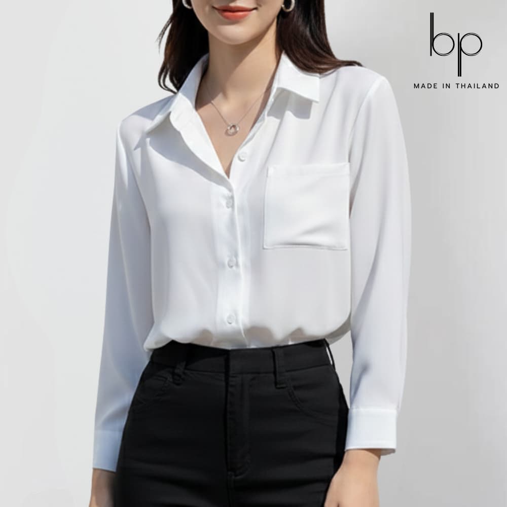 bp เสื้อเชิ้ตแขนยาว7สี คอปก ผ้าไหมอิตาลี ไซส์M-4XL รูปที่ 3