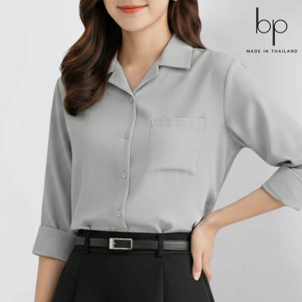 bp เสื้อเชิ้ตแขนยาว7สี คอปก ผ้าไหมอิตาลี ไซส์M-4XL รูปที่ 5