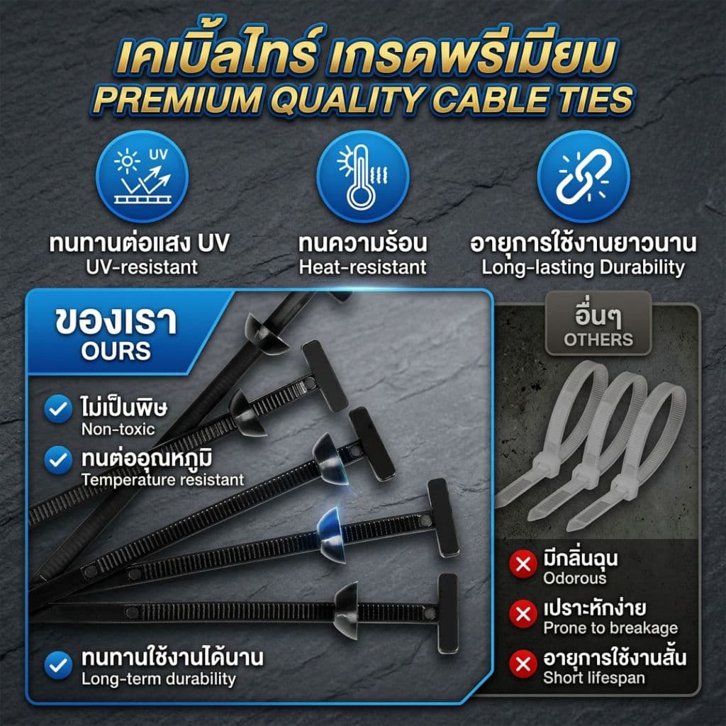 CAMEL เคเบิ้ลไทร์หัวหมวก CABLETIE BUCKLE คลิปล๊อคอเนกประสงค์ สำหรับซ่อมรถ/ยึดสายไฟ ใช้ง่าย ทนทาน! รูปที่ 8