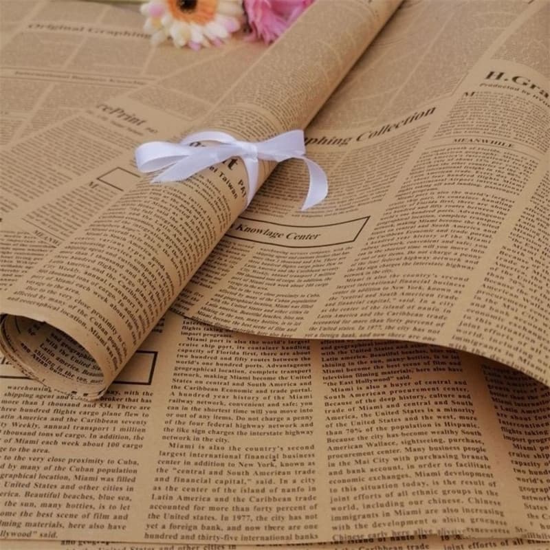 กระดาษห่อช่อดอกไม้ ลายหนังสือพิมพ์ 50×70 ซม. 10 แผ่น/แพ็ค กระดาษคราฟท์ สำหรับจัดช่อดอกไม้ DIY รูปที่ 9