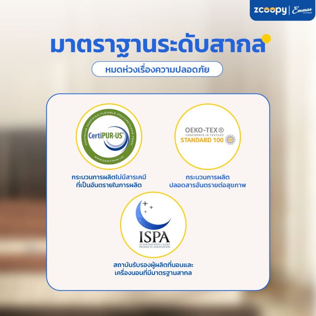 Emmas ที่นอนยางพาราแท้ ที่นอนปิคนิค ท็อปเปอร์ ที่รองนอน เพิ่มความแน่นให้ที่นอน ลดปวดหลัง รุ่น Boston Topper สีน้ำตาล รูปที่ 8