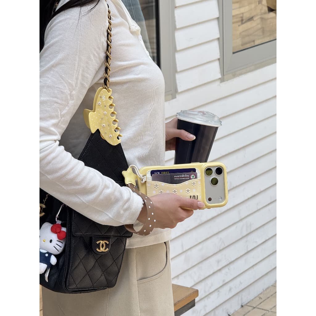 Yellow Posy Wallet Whale Indeed Hagen ซองใส่บัตรสูงสุด 2 ใบ รูปที่ 4