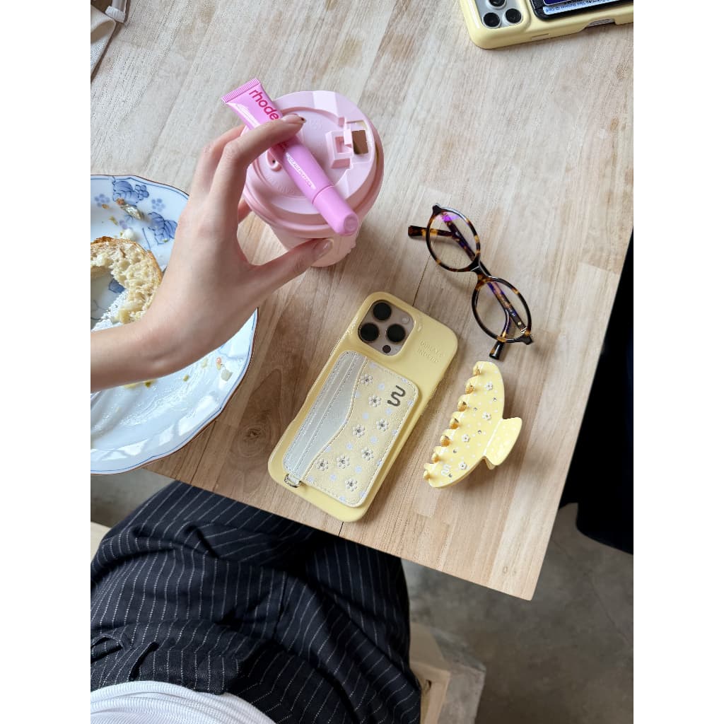 Yellow Posy Wallet Whale Indeed Hagen ซองใส่บัตรสูงสุด 2 ใบ รูปที่ 3