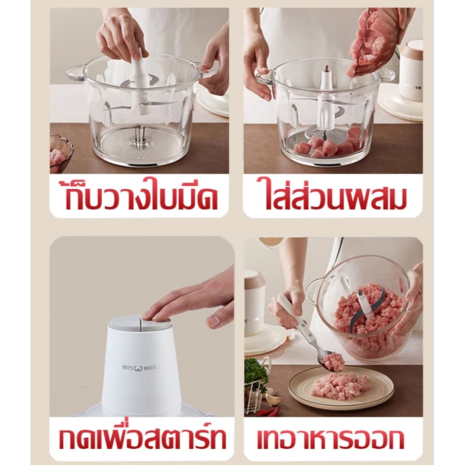 เครื่องบดเนื้อ บดเร็วใน3s เครื่องอเนกประสงค์ เครื่องปั่นเนื้ออัตโนมัติ ปั่นอเนกประสงค์ เครื่องบดหมูไฟฟ้า รูปที่ 4