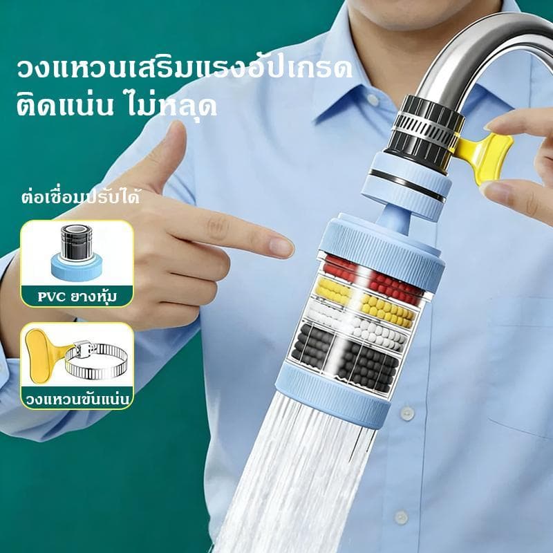 ตัวกรองก๊อกน้ำอเนกประสงค์ สำหรับครัวเรือน เครื่องกรองน้ำประปาใช้กับก๊อกครัว หัวกรองก๊อกน้ำแบบต่อยาว ป้องกั รูปที่ 2