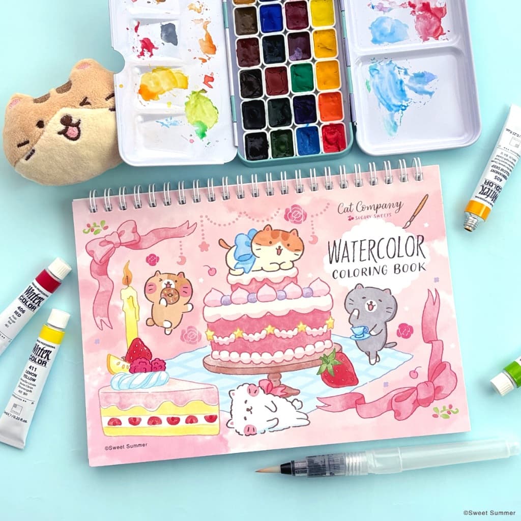 ใหม่!! สวีทซัมเมอร์ : สมุดระบายสีน้ำ ลาย Cat Company Sugary Sweets รูปที่ 1